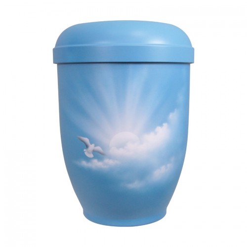 Hand Painted Biodegradable Cremation Ashes Urn -  Ascending Dove of Peace 