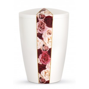 Floral Edition Biodegradable Cremation Ashes Funeral Urn – Roses / Pearly Iridescent Surface