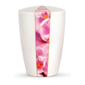 Floral Edition Biodegradable Cremation Ashes Funeral Urn – Orchid / Pearly Iridescent Surface