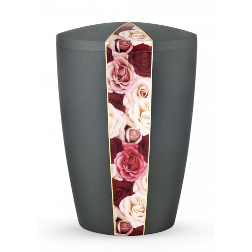 Floral Edition Biodegradable Cremation Ashes Funeral Urn – Roses / Anthracite Surface