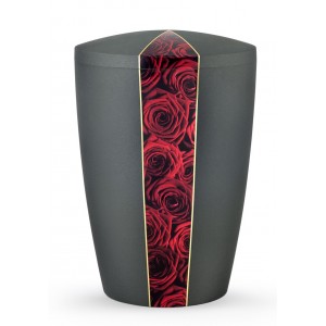 Floral Edition Biodegradable Cremation Ashes Funeral Urn – Red Roses / Anthracite Surface
