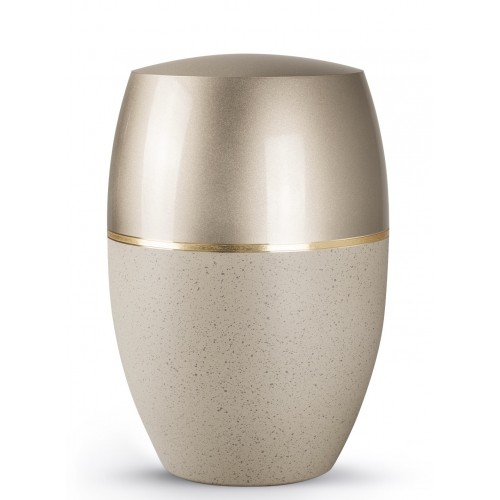 Biodegradable Cremation Ashes Urn – Edition Girona - High Gloss Champagne & Matt Grey, Gold Band