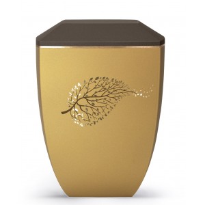 Biodegradable Cremation Ashes Urn – Velvet Gold & Siena, Autumn Leaf Motif