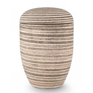 Biodegradable Cremation Ashes Urn – Limestone Effect - Grooved Cream Stone Spiral Finish