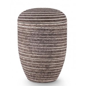 Biodegradable Cremation Ashes Urn – Limestone Look - Grey, Grooved Surface in Stone Finish