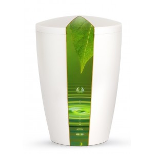 Nature Edition Biodegradable Cremation Ashes Funeral Urn – Mother of Pearl, Water Drops Motif