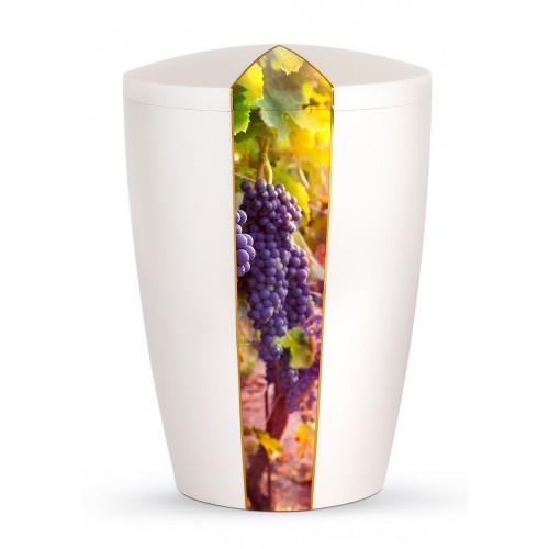 Nature Edition Biodegradable Cremation Ashes Funeral Urn – Mother of Pearl, Grapevine Motif