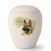Large Ceramic Cremation Ashes Urn – Pet Dog Animal – Hand Painted German Shepherd Motif