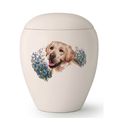 Large Ceramic Cremation Ashes Urn – Pet Dog Animal – Hand Painted Labrador Motif