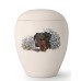 Large Ceramic Cremation Ashes Urn – Pet Dog Animal – Hand Painted Doberman Pinscher Motif.