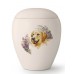 Large Ceramic Cremation Ashes Urn – Pet Dog Animal – Hand Painted Golden Retriever Motif