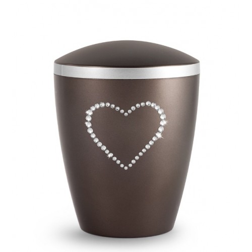 Biodegradable Cremation Ashes Urn – Infant, Child, Boy, Girl, Baby – Elegant Chocolate & Crystal Heart