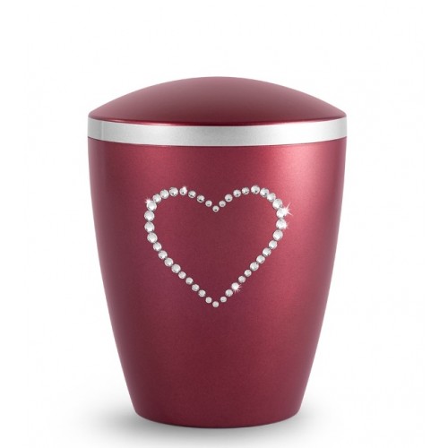Biodegradable Cremation Ashes Urn – Infant, Child, Boy, Girl, Baby – Elegant Wine Red & Crystal Heart
