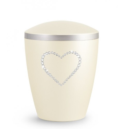 Biodegradable Cremation Ashes Urn – Infant, Child, Boy, Girl, Baby - Champagne Pearl Crystal Heart