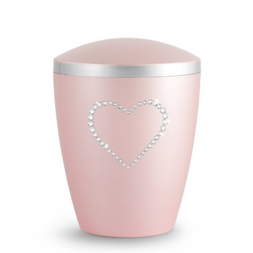 Biodegradable Cremation Ashes Urn – Infant, Child, Boy, Girl, Baby – Elegant Rosé & Crystal Heart