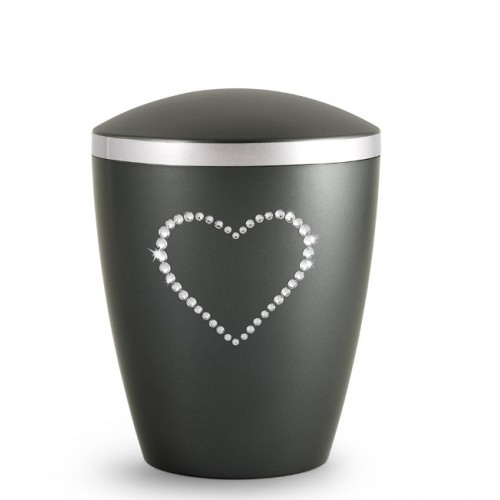 Biodegradable Cremation Ashes Urn – Infant, Child, Boy, Girl, Baby – Anthracite Grey & Crystal Heart