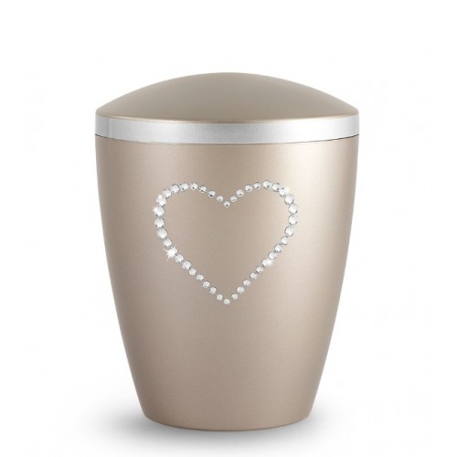 Biodegradable Cremation Ashes Urn – Infant, Child, Boy, Girl, Baby – Elegant Fumé & Crystal Heart
