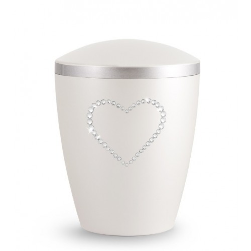 Biodegradable Cremation Ashes Urn – Infant, Child, Boy, Girl, Baby – Mother of Pearl & Crystal Heart