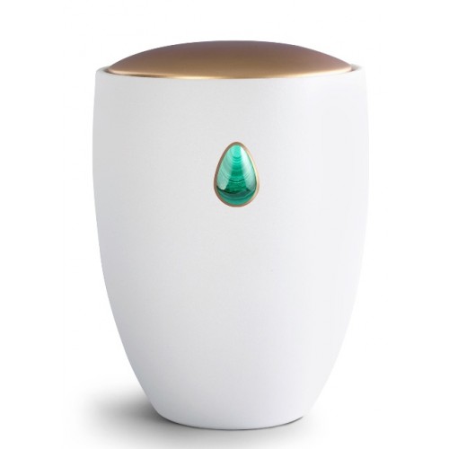 Ceramic Cremation Ashes Urn – Remember Me Gemstone Edition – Malachite Teardrop