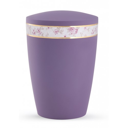 Pastel Edition Biodegradable Cremation Ashes Funeral Urn – Lilac with Floral Border
