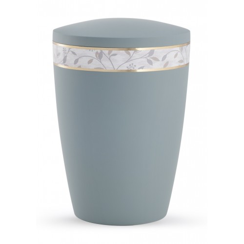 Pastel Edition Biodegradable Cremation Ashes Funeral Urn – Grey with Leaf Border
