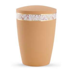 Pastel Edition Biodegradable Cremation Ashes Funeral Urn – Peach with Leaf Border