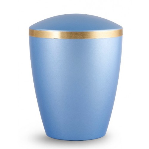 Biodegradable Urn - Pet Cremation Ashes – Mother of Pearl Ice Blue – Gold Ribbon