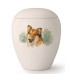 Medium Ceramic Cremation Ashes Urn – Pet Dog Animal – Hand Painted Collie Motif