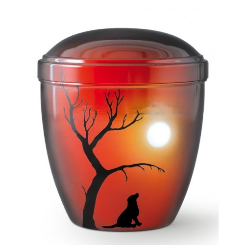 Metal Cremation Ashes Urn – Animal / Pet Dog – Shadows at Sundown – Airbrush Technology