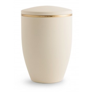 Melina Edition Steel Cremation Ashes Urn - Cream with Gold Band