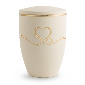 Melina Edition Steel Cremation Ashes Urn – Cream with Golden Heart