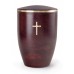 Melina Edition Steel Cremation Ashes Urn – Root Wood Effect with a Religious Cross Motif