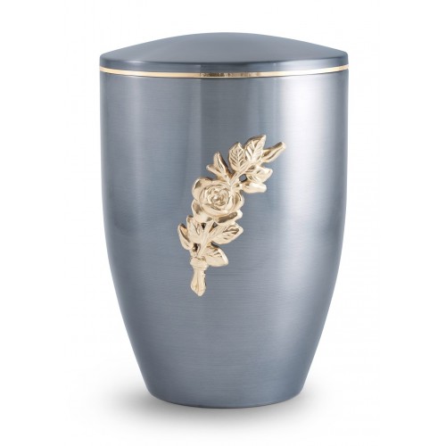 Melina Edition Steel Cremation Ashes Urn – Moon Blue with Gold Rose