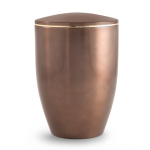 Melina Edition Steel Cremation Ashes Urn - Carmel with Gold Band