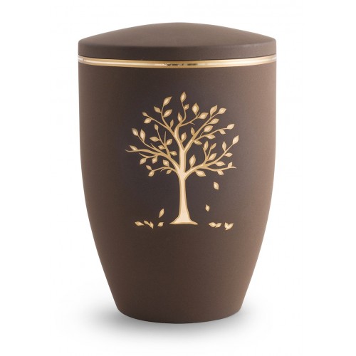 Melina Edition Steel Cremation Ashes Urn - Café with Gold Tree Motif