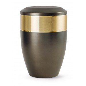 Aurum Edition Steel Cremation Ashes Urn – Chocolate with Gold Decorative Band