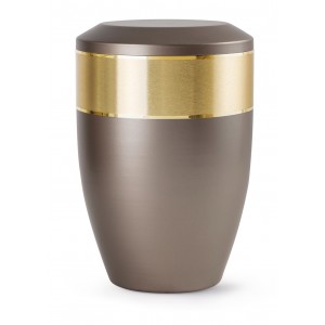 Aurum Edition Steel Cremation Ashes Urn – Graphite with Gold Decorative Band