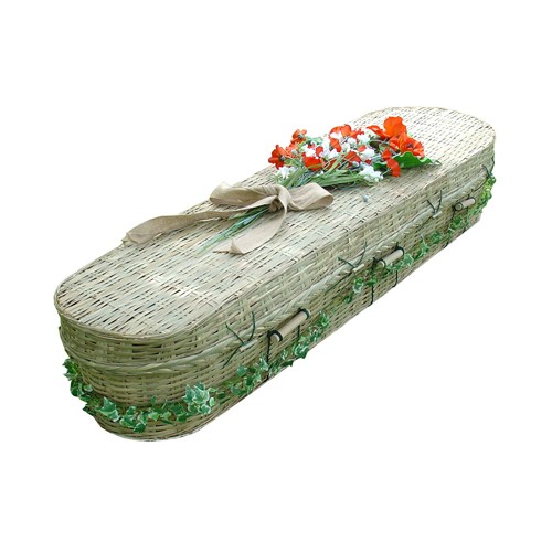 Vintage BAMBOO Sovereign (Oval Style) Coffin.  Eco Friendly Offerings with Huge Savings