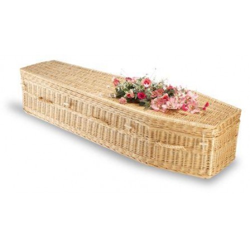 Premium Wicker / Willow Imperial  Creamy White Traditional Coffin.