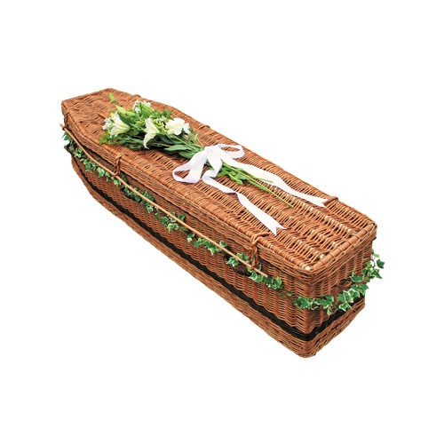 Golden Brown Wicker / Willow Sovereign (Traditional Style) Coffin. Quality Craftsmanship